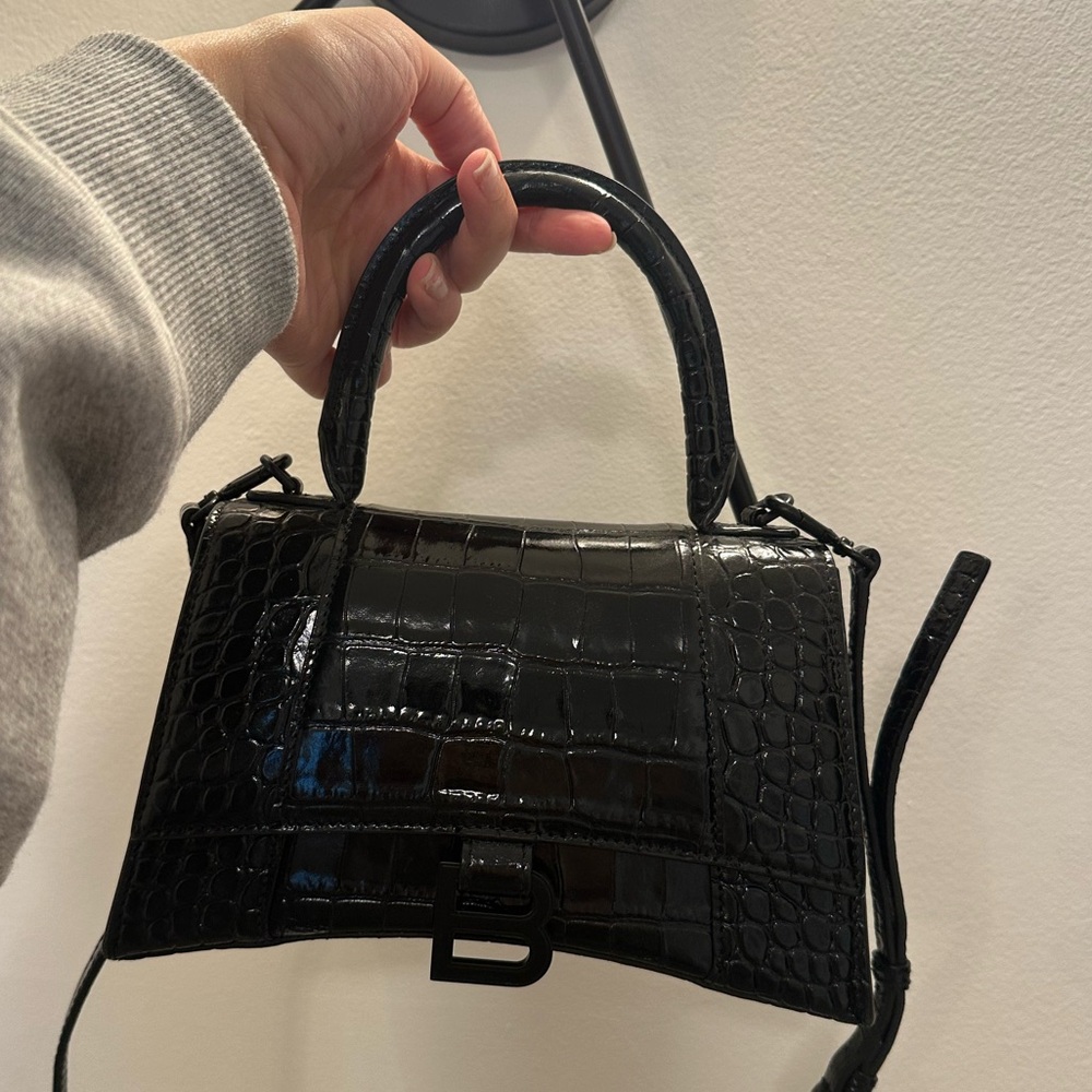 Balenciaga hourglass Small Croc-effect leather crossbody bag